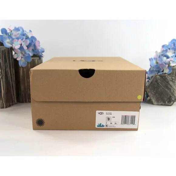 UGG Fluff Oh Yea Aqua Blue Sheepskin Fur Slippers Slides Sandals NIB - Picture 10 of 11